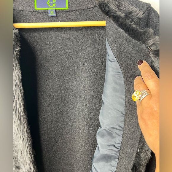 NEW C. Wonder Women’s Faux Fur Wool Cardigan jacket sz M Cottagecore Academia - Picture 6 of 9